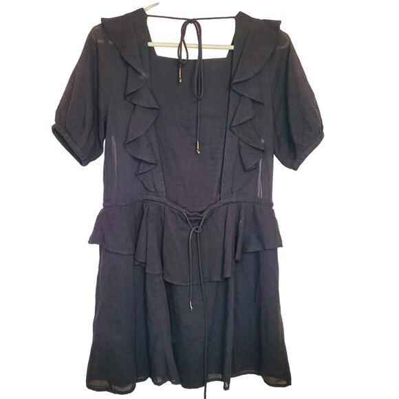 Free people In the Mood for Love tiered ruffle backless black mini dress size S - Picture 3 of 8